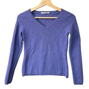 InCashmere‎ Purple Slim Fit V Neck 100% Cashmere Sweater Size Small